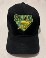 Black heavy brushed cotton cap with embossed Saffa logo